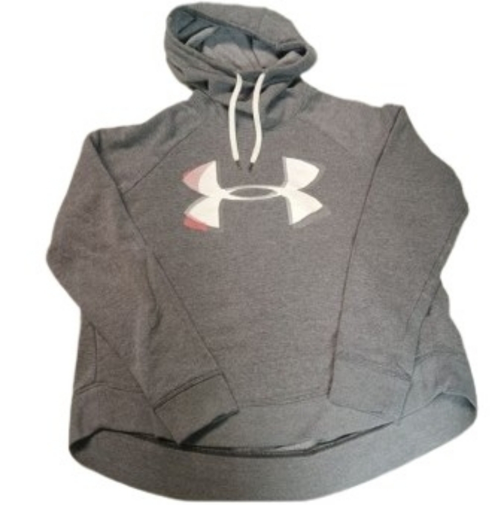 Under Armour Grey Loose Fit Hoodie Logo Athleisure Size LG